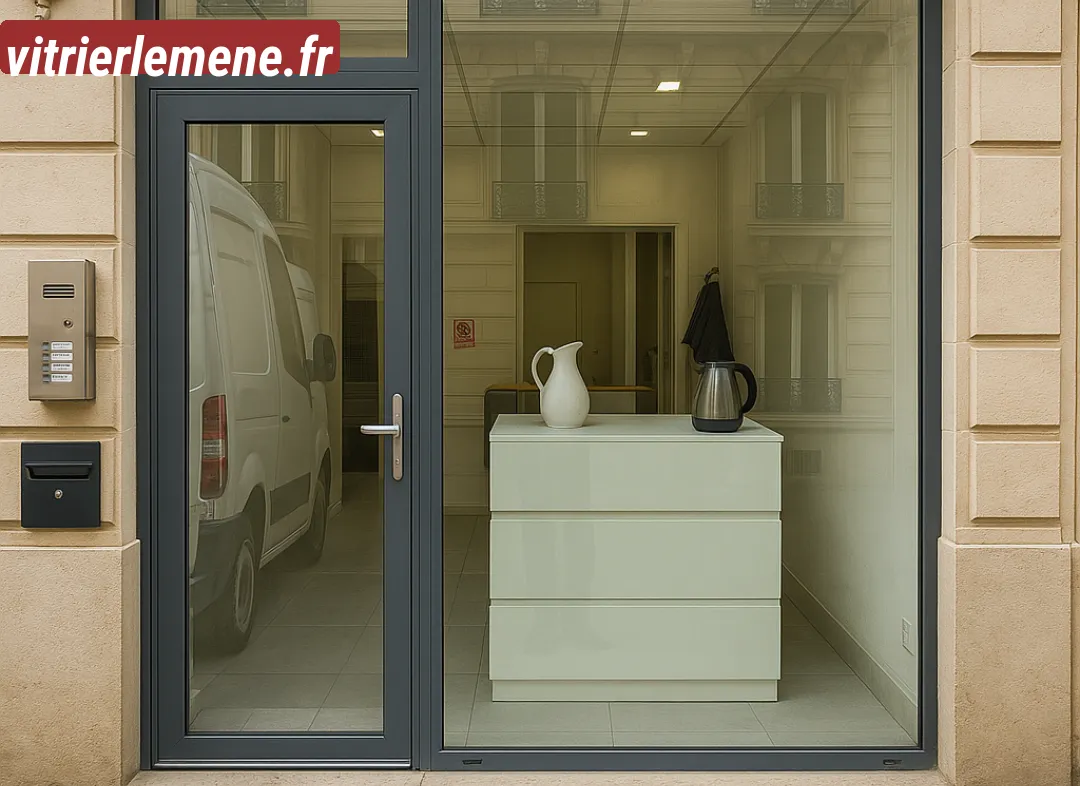 Façade vitrine de magasin en aluminium sur mesure à Le Mené